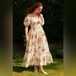 Bailey Harrison‎ NWOT babydoll smocked off shoulder puff sleeve babydoll dress